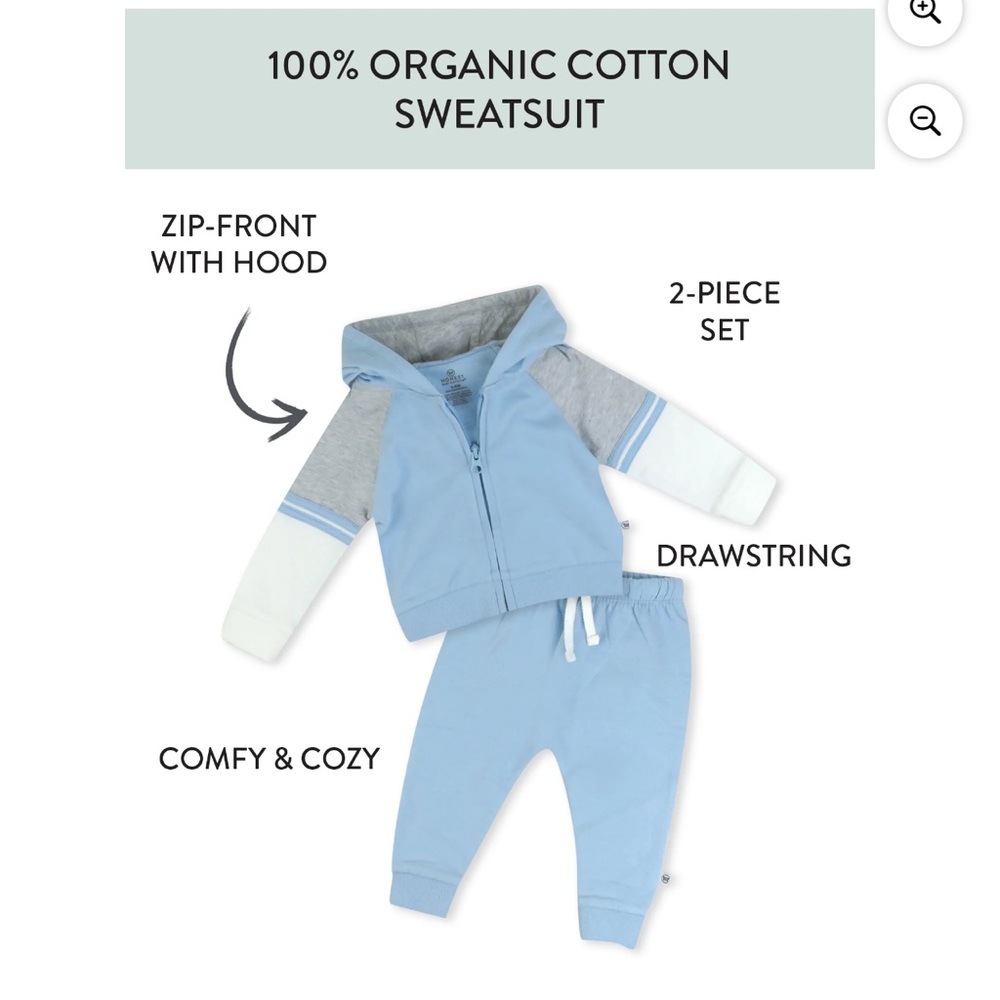 Honest Baby Clothing Organic Cotton unisex 2 Piece Zip Up Hoodie & Sweatpant Set